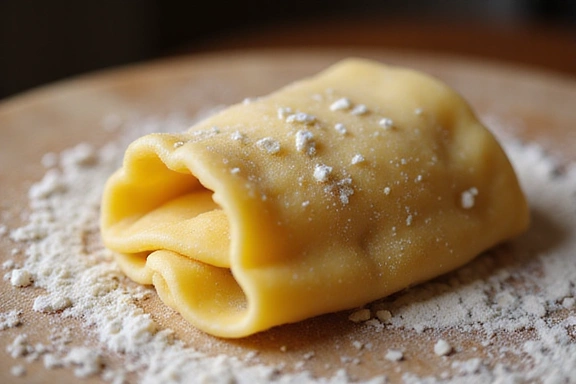 Pasta fresca fatta a mano su un tagliere di legno