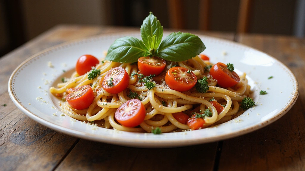 Piatto tradizionale italiano ricco di verdure fresche e pasta